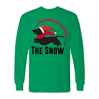 Men's Christmas Dog Dachshund Long Sleeve Graphic Tee