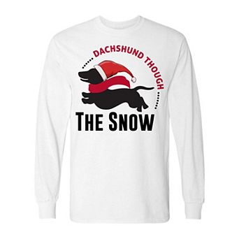 Men's Christmas Dog Dachshund Long Sleeve Graphic Tee