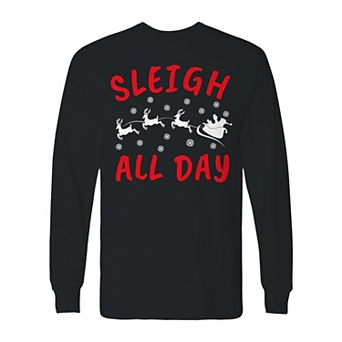 Men's Christmas Sleigh All Day Long Sleeve Graphic Tee
