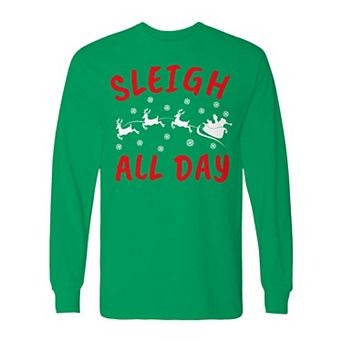 Men's Christmas Sleigh All Day Long Sleeve Graphic Tee