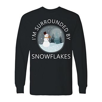 Men's Christmas Surrounded Snowflakes Long Sleeve Graphic Tee