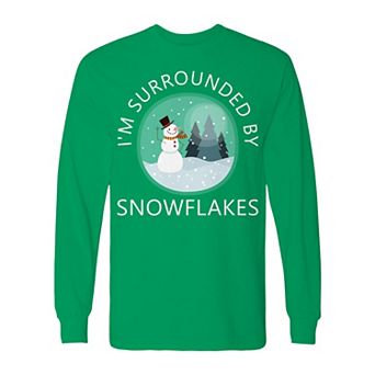 Men's Christmas Surrounded Snowflakes Long Sleeve Graphic Tee