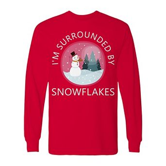 Men's Christmas Surrounded Snowflakes Long Sleeve Graphic Tee