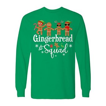 Men's Christmas Gingerbread Squad Long Sleeve Graphic Tee