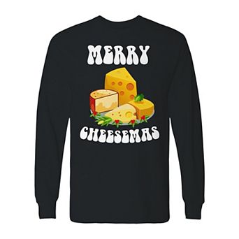 Men's Christmas Merry Cheesemas Long Sleeve Graphic Tee
