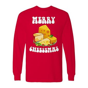 Men's Christmas Merry Cheesemas Long Sleeve Graphic Tee