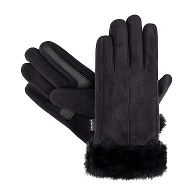 Women's Isotoner Mya Microsuede Gloves with Faux Fur Cuff and smartDRI®