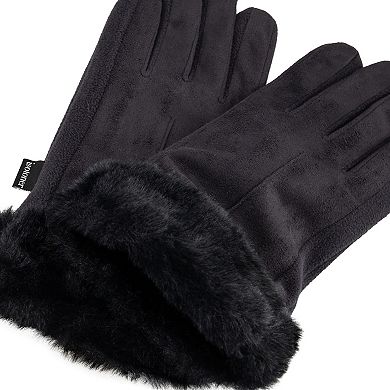 Women's Isotoner Mya Microsuede Gloves with Faux Fur Cuff and smartDRI®
