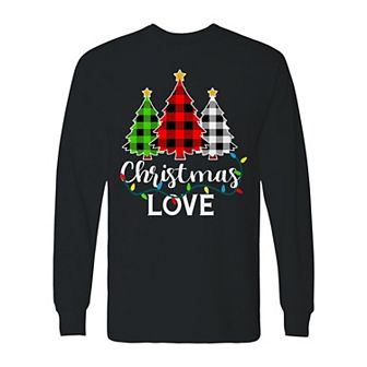 Men's Christmas Love Trees Long Sleeve Graphic Tee