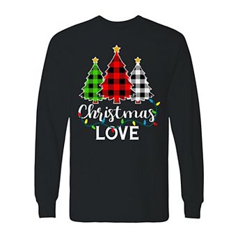 Men's Christmas Love Trees Long Sleeve Graphic Tee