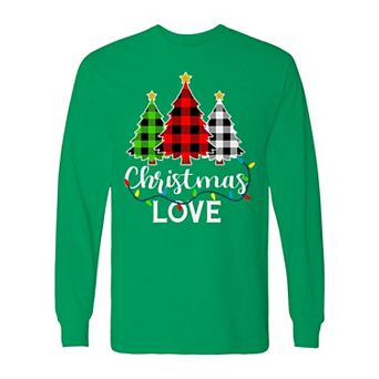 Men's Christmas Love Trees Long Sleeve Graphic Tee