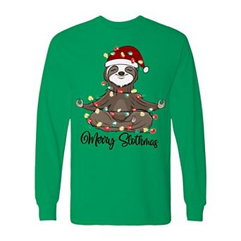 Men's Christmas Merry Slothmas Long Sleeve Graphic Tee