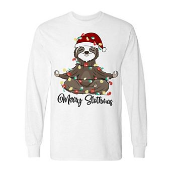 Men's Christmas Merry Slothmas Long Sleeve Graphic Tee