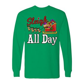 Men's Christmas Sleigh Gift Day Long Sleeve Graphic Tee