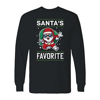 Men's Christmas Santa Favorite Long Sleeve Graphic Tee