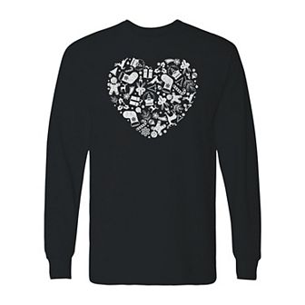 Men's Christmas Heart Long Sleeve Graphic Tee