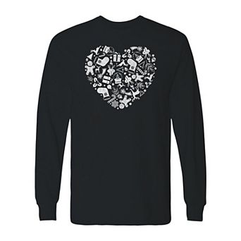 Men's Christmas Heart Long Sleeve Graphic Tee