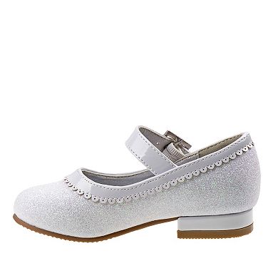 Josmo Dressy Glitter Mary Jane Toddler Girl's Flower Buckle Shoes