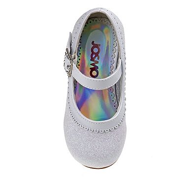 Josmo Dressy Glitter Mary Jane Toddler Girl's Flower Buckle Shoes