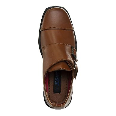 Josmo Dress Shoes Hook and Loop Double Monk Strap Cap Toe Toddler Boy's Oxford Loafers