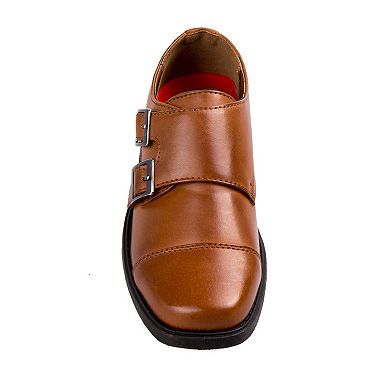 Josmo Dress Shoes Hook and Loop Double Monk Strap Cap Toe Toddler Boy's Oxford Loafers