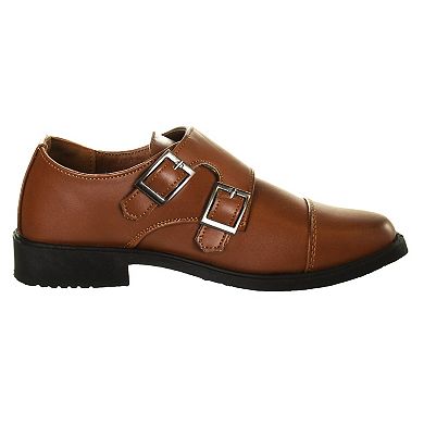 Josmo Dress Shoes Hook and Loop Double Monk Strap Cap Toe Toddler Boy's Oxford Loafers