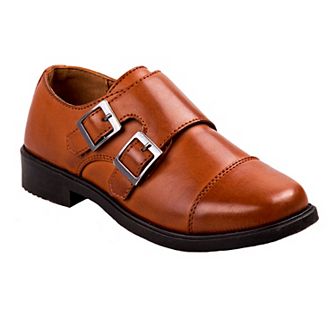 Josmo Dress Shoes Hook and Loop Double Monk Strap Cap Toe Toddler Boy's Oxford Loafers