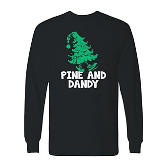 Men's Pine Christmas Dandy Long Sleeve Graphic Tee