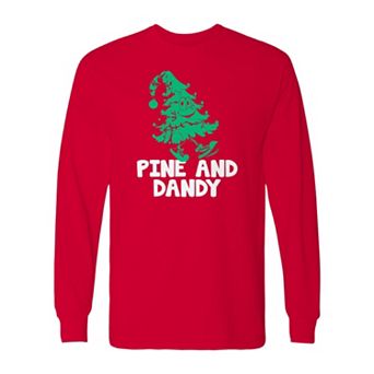 Men's Pine Christmas Dandy Long Sleeve Graphic Tee