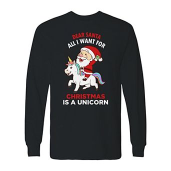 Men's Christmas Dear Santa Unicron Long Sleeve Graphic Tee