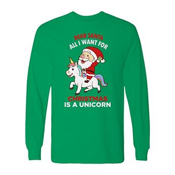 Men's Christmas Dear Santa Unicron Long Sleeve Graphic Tee