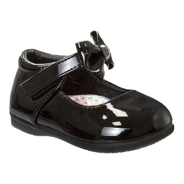 Josmo Toddler Girls Bow Detail Round Toe Dress Shoes - Black Patent - Size 6