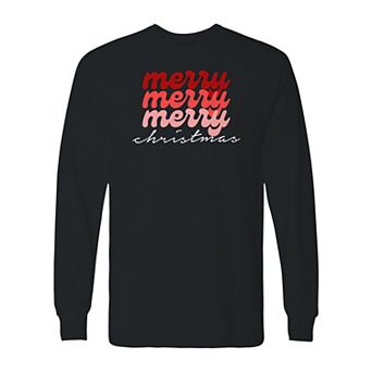 Men's Merry Christmas Coloured Long Sleeve Graphic Tee