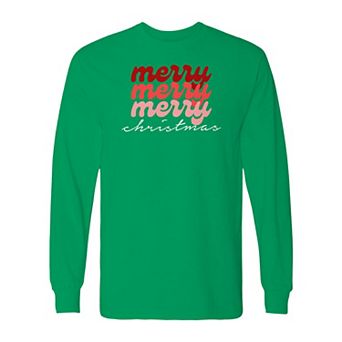 Men's Merry Christmas Coloured Long Sleeve Graphic Tee