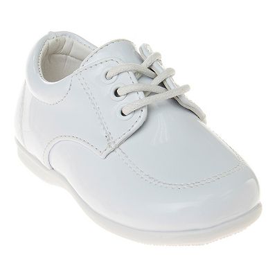 white christmas dresses L'Amour Boys 5012 White Leather Lace Up Shoes