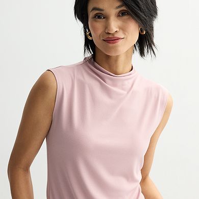 Women's Nine West Drape Mockneck Shell Top