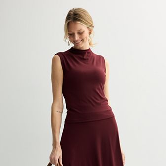 Women's Nine West Drape Mockneck Shell Top