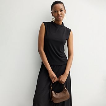 Women's Nine West Drape Mockneck Shell Top