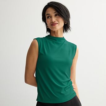 Women's Nine West Drape Mockneck Shell Top