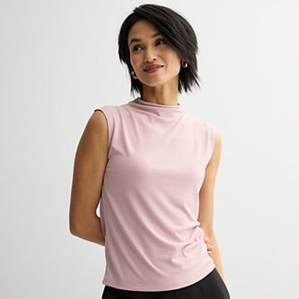 Women's Nine West Drape Mockneck Shell Top