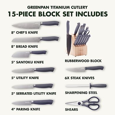 GreenPan Blue Haze Ultimate 16-Piece Titanium Knife Block Set