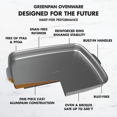 GreenPan 4-Piece Premiere Ovenware Cast Aluminum Healthy Ceramic Nonstick Warp-Free Bakeware Set