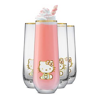 JoyJolt Hello Kitty® Stay Gold Stemless Flutes