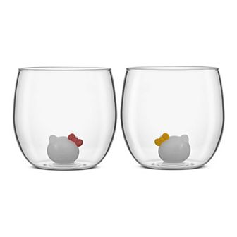 JoyJolt Hello Kitty® and Mimmy 3D Icon Short Drinking Glasses
