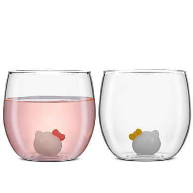 JoyJolt Hello Kitty® and Mimmy 3D Icon Short Drinking Glasses