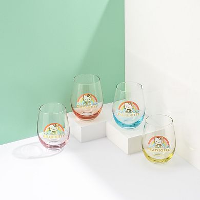 JoyJolt Hello Kitty® Sweet Rainbow Stemless Drinking Glasses