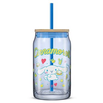 JoyJolt Hello Kitty® and Friends Favorite Flavor Can-Shaped Glass Tumbler with Bamboo Lid and Straw - Cinnamoroll