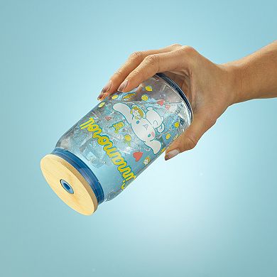 JoyJolt Hello Kitty® and Friends Favorite Flavor Can-Shaped Glass Tumbler with Bamboo Lid and Straw - Cinnamoroll