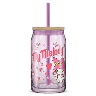 JoyJolt Hello Kitty® and Friends Favorite Flavor Can-Shaped Glass Tumbler with Bamboo Lid and Straw - My Melody