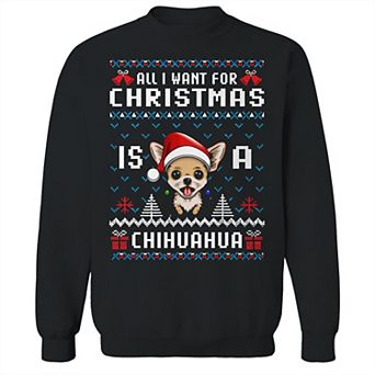 Men's Ugly Christmas Sweater Chihuahua Graphic Sweatshirt